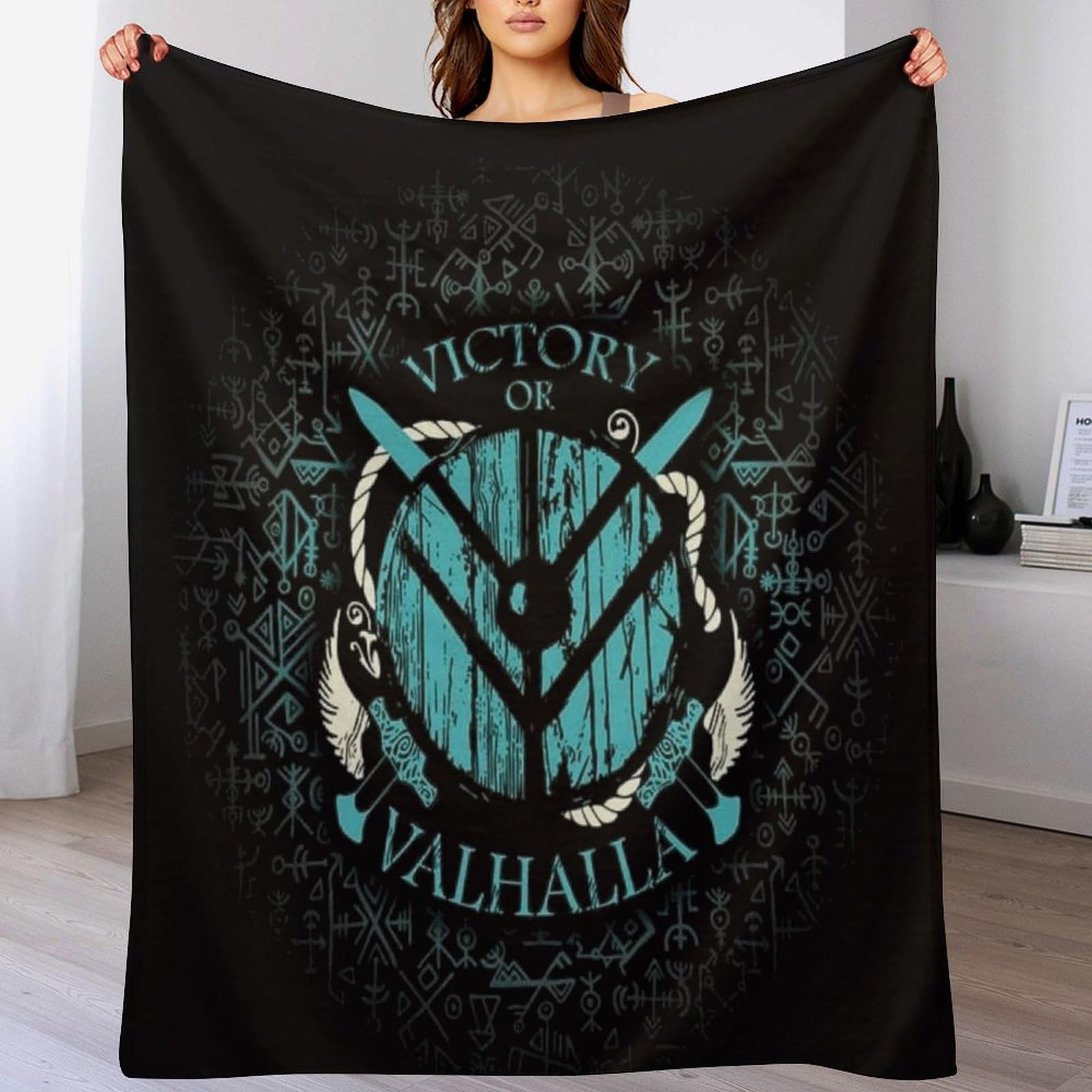 Couverture en polaire viking plaid chaud et léger idéal pour cocooning sur canapé
