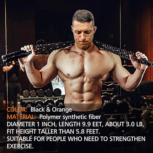 Miniatura 9 de Cuerdas de salto pesadas para fitness 3 libras cuerdas de combate para adultos con peso para hombres y mujeres entrenamiento total en el gimnasio