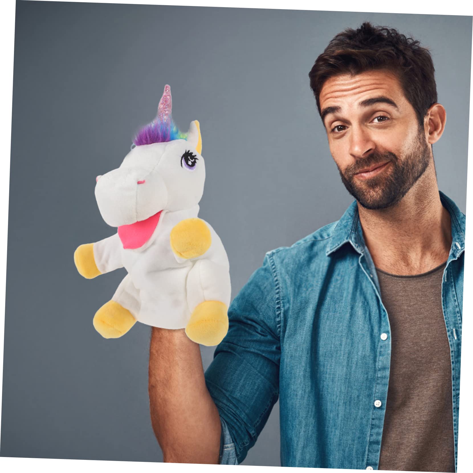 Marioneta de Mano de Unicornio para Niños, Felpa Suave y Algodón PP, Buena Elasticidad y Larga Durabilidad, Adecuado para Contar Historias Educativas