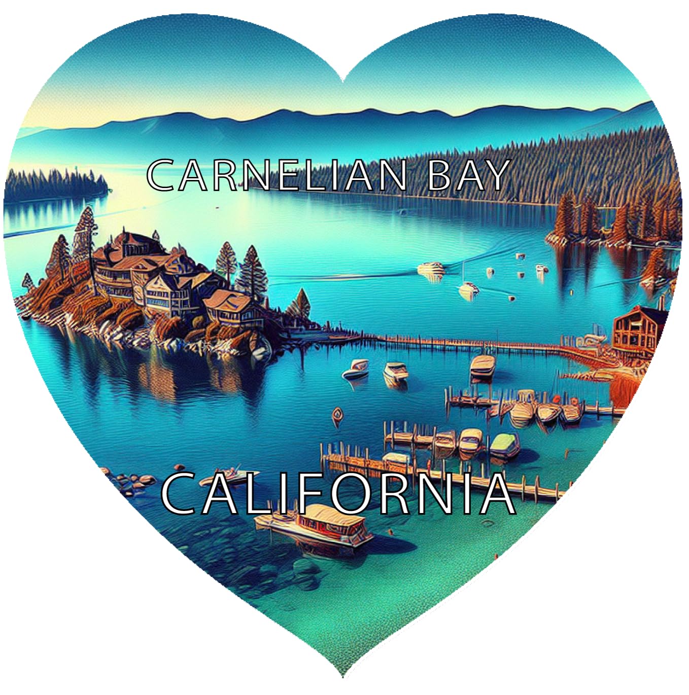 Carnelian Bay California Souvenir Heart Design Vinyl Decal Sticker 6-Inch