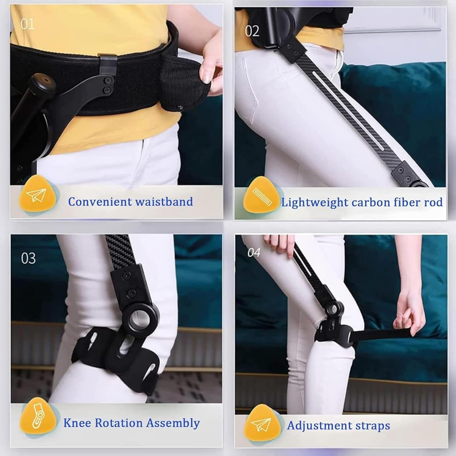 Genérico Exoesqueleto Biónico Portátil de Potencia para Caminar, Ajustable en 3 Niveles de Fuerza, Ayudas de Caminata con Potencia Biónica para Adultos Mayores, Viajes,Right,S