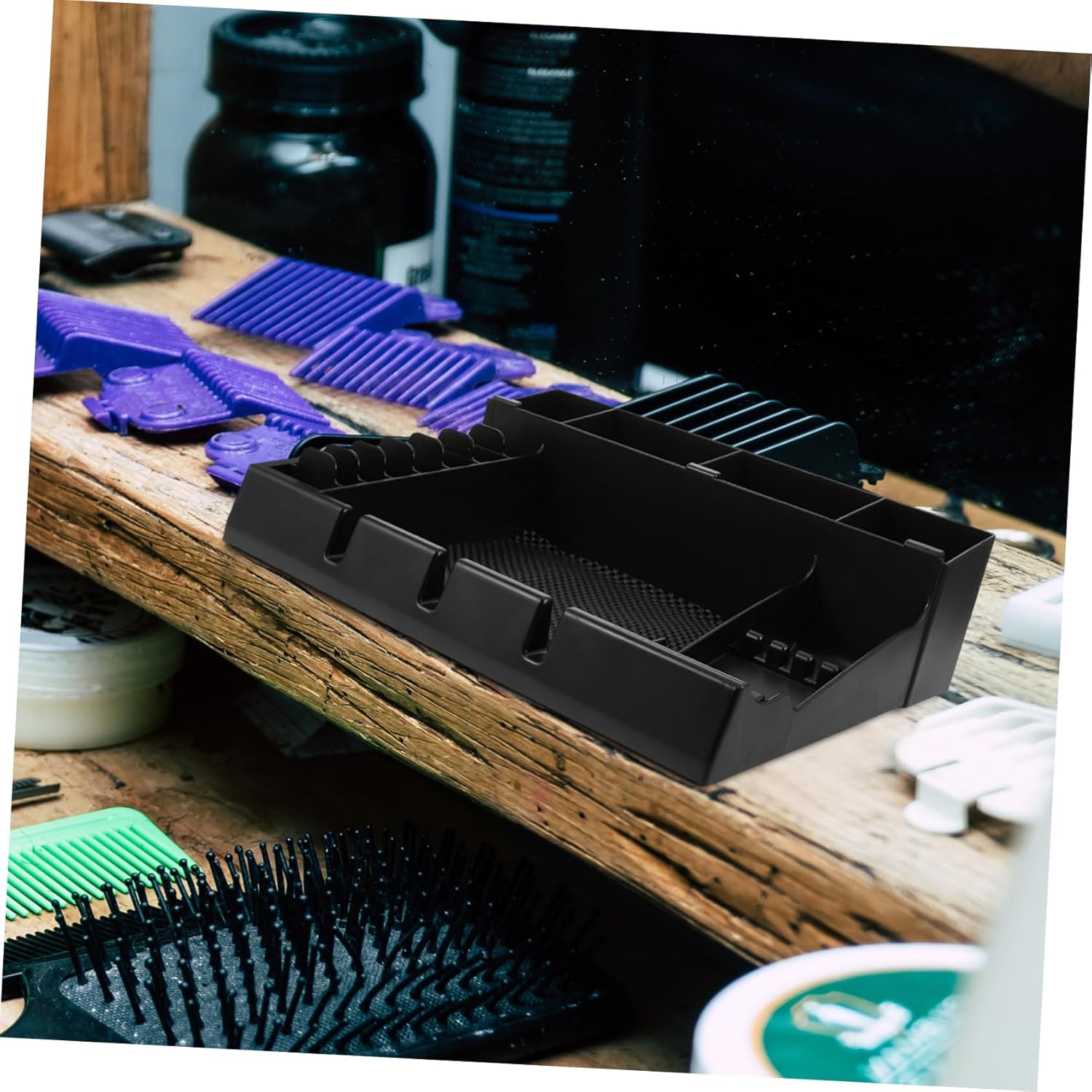 Hair Accessories Organizer Push-cut Storage Box for Barber Clippers Grooming Scissors