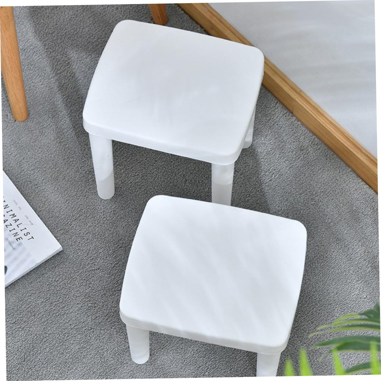Sgabellino da Bagno Antiscivolo per Bambini in Plastica Bianco Design Leggero e Vuoto, Scala Decorativa Chic per Bagno