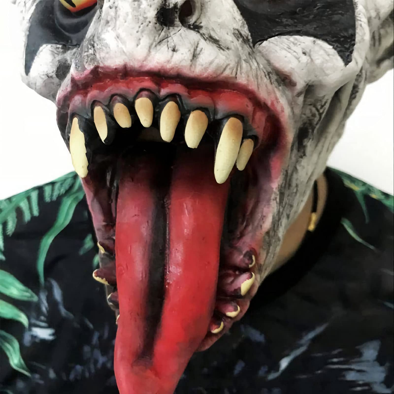 ITODA Halloween Scary Face Mask Horror Devil Grimaces Bat Clown Cosplay Mask Zombie Masks Latex Wizard Masks with Wig Halloween Carnival Haunted House Parties Supply for Adults - Image 3