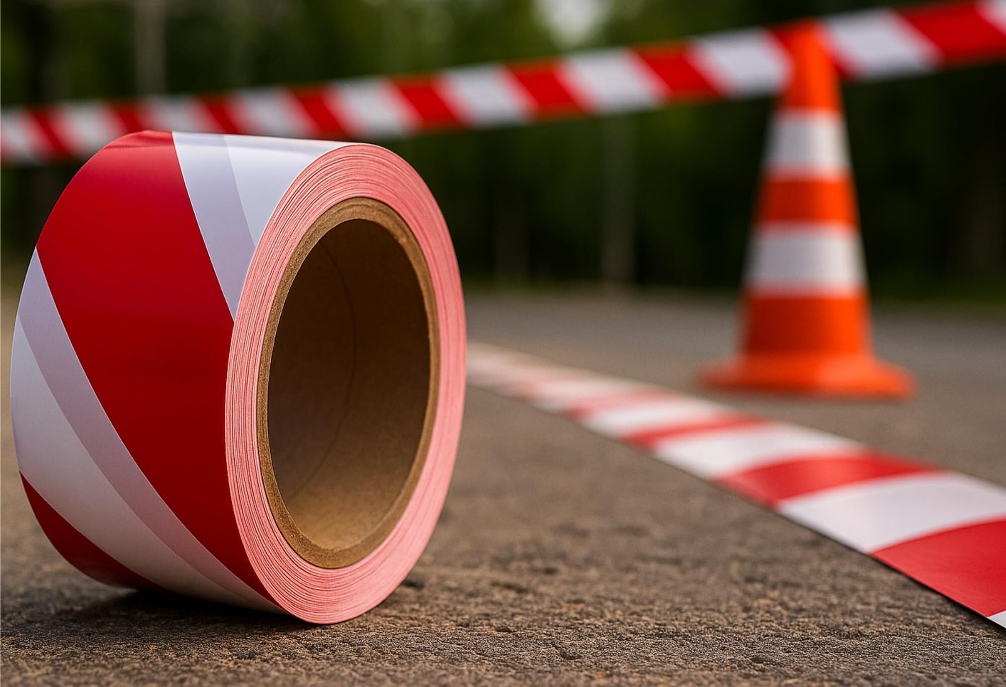 Absperrband - Rot & Weiß, 100m x 7.5cm Warnband, Haftfreies Sicherheitsband zur Gefahrenkennzeichnung(5 pcs)