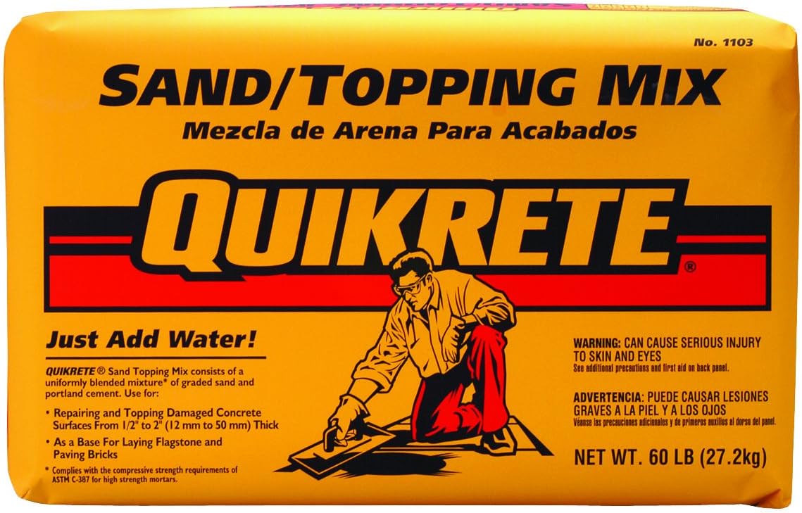 The Quikrete Companies 110360 Sand/Topping Mix, 60 lb, Bag, Gray to Gray Brown, Granular Solid