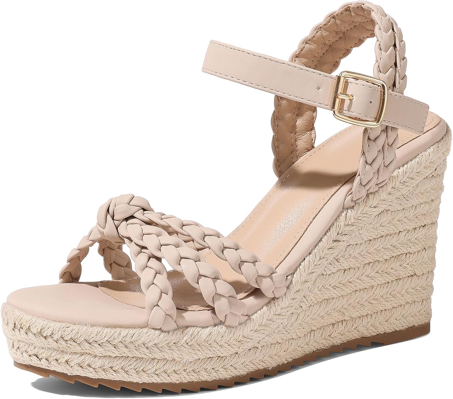 mikarka Espadrille Wedge Sandals for Women Braided Knot Ankle Strap Open Toe Platform Sandals