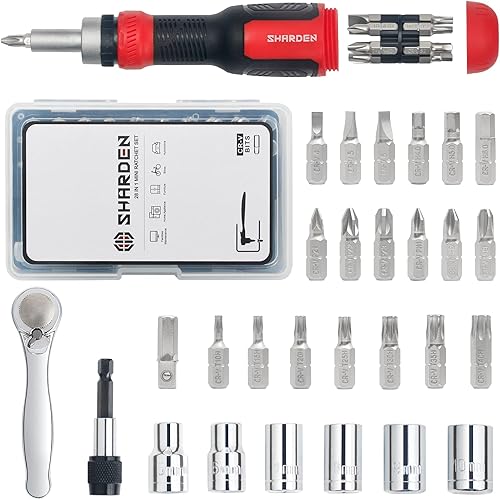 Miniatura 1 de Sharden Juego de trinquete mini 14 28 en 1 y destornillador de trinquete 13 en 1