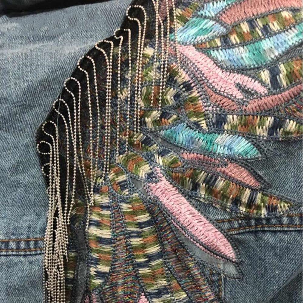 Fantasy Giacca Di Jeans Donna Cotone Con Ricamo Floreale – Maniche Lunghe, Tasche, Vestibilità Normale
