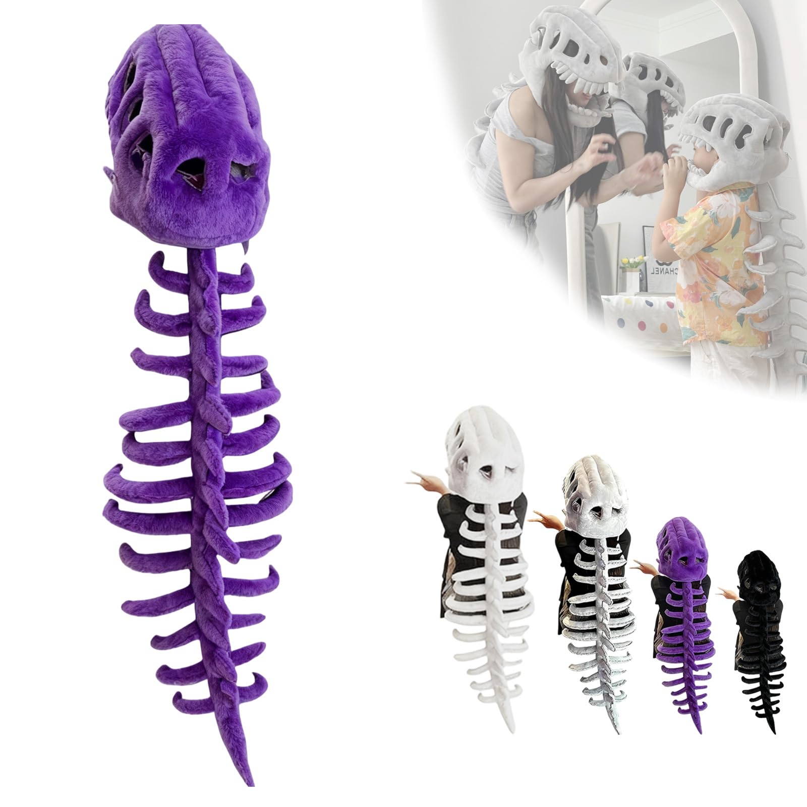 Novità 2027 Scheletro Dinosauro da Indossare 3D Realistico | Morbido costume da dinosauro per Halloween, cosplay, travestimenti, feste e fotografie