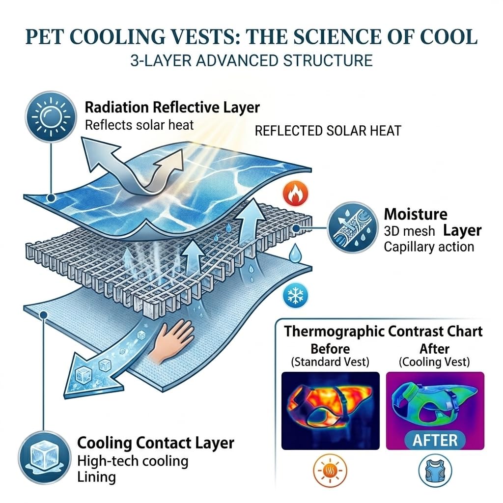 Pequeños Chaleco Refrescante para Perros Arnés Reflectante Para Perros Chaqueta Refrescante, Abrigo Fresco y Cómodo Para Perros, Seguridad a Prueba de Sol y Tecnología de Evaporación de Pantano