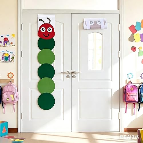 Chumia 2 Pcs Caterpillar Classroom Door Window Curtains Back to