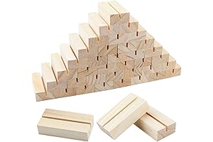 FSWCCK 40 Pieces Wood Place Card Holders Table Number Stands Sign Holders
