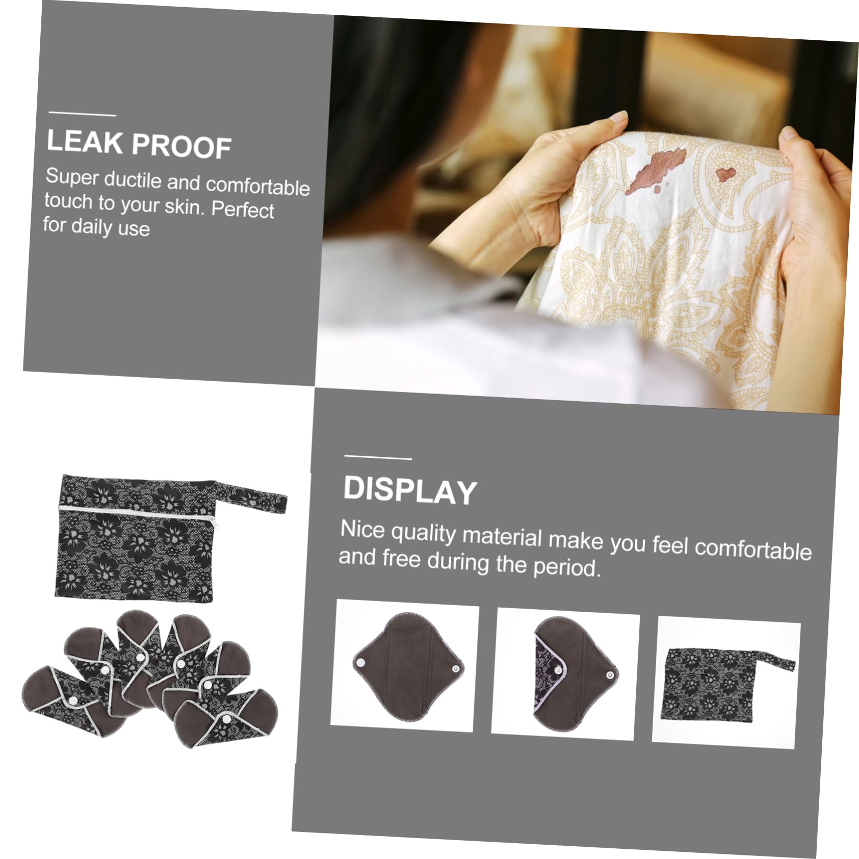 FRCOLOR Juego De 4 Compresas Reutilizables Estampadas Lavables Y Surtidas Para Mujer Protegeslips Menstruales Cómodos Y Resistentes A Fugas 6 Unidades X 4