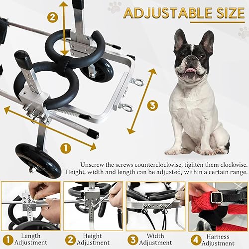 Miniatura 3 de Silla de ruedas para perros para patas traseras, carritos ajustables para perros con ruedas, silla de ruedas pequeña para perros con patas traseras