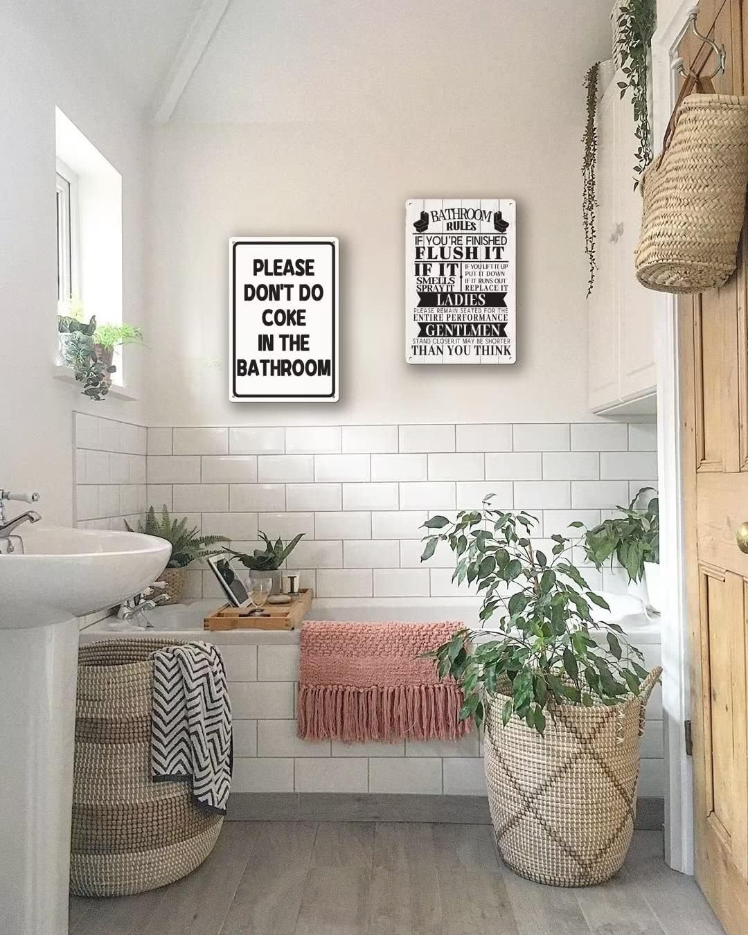 Please Don't Do Coke in the Bathroom Metal Sign 8x12 Inch Vintage Humor Funny Bathroom Rules Home Decor image 4