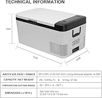 Vista 3 de Refrigerador portátil para automóvil, 12/24 V CC y 110-240 V CA (-4 °F ~ 68 °F) 25L/26 cuartos de galón, mini refrigerador para RV, furgoneta