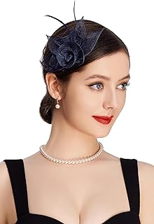 Fascinators Hats for Women - Tea Party Hat Kentucky Fascinator Derby Feather Flower Hair Clip Bridal Wedding