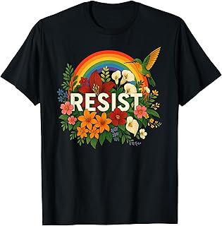 Resist Floral Anti Trump Political Protest Pride Month LGBTQ T-Shirt