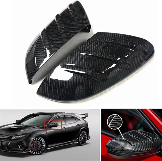 Car Side Mirror Shell Cap Compatible With For Civic 10th Mugen For Type-R FK8 2016-2021 Real Carbon Fiber Mirror Cover Car Exterior Rear View Caps Rearview Shell Add On
