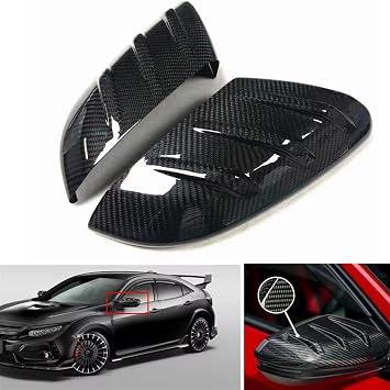 Car Side Mirror Shell Cap Compatible With For Civic 10th Mugen For Type-R FK8 2016-2021 Real Carbon Fiber Mirror Cover Car Exterior Rear View Caps Rearview Shell Add On