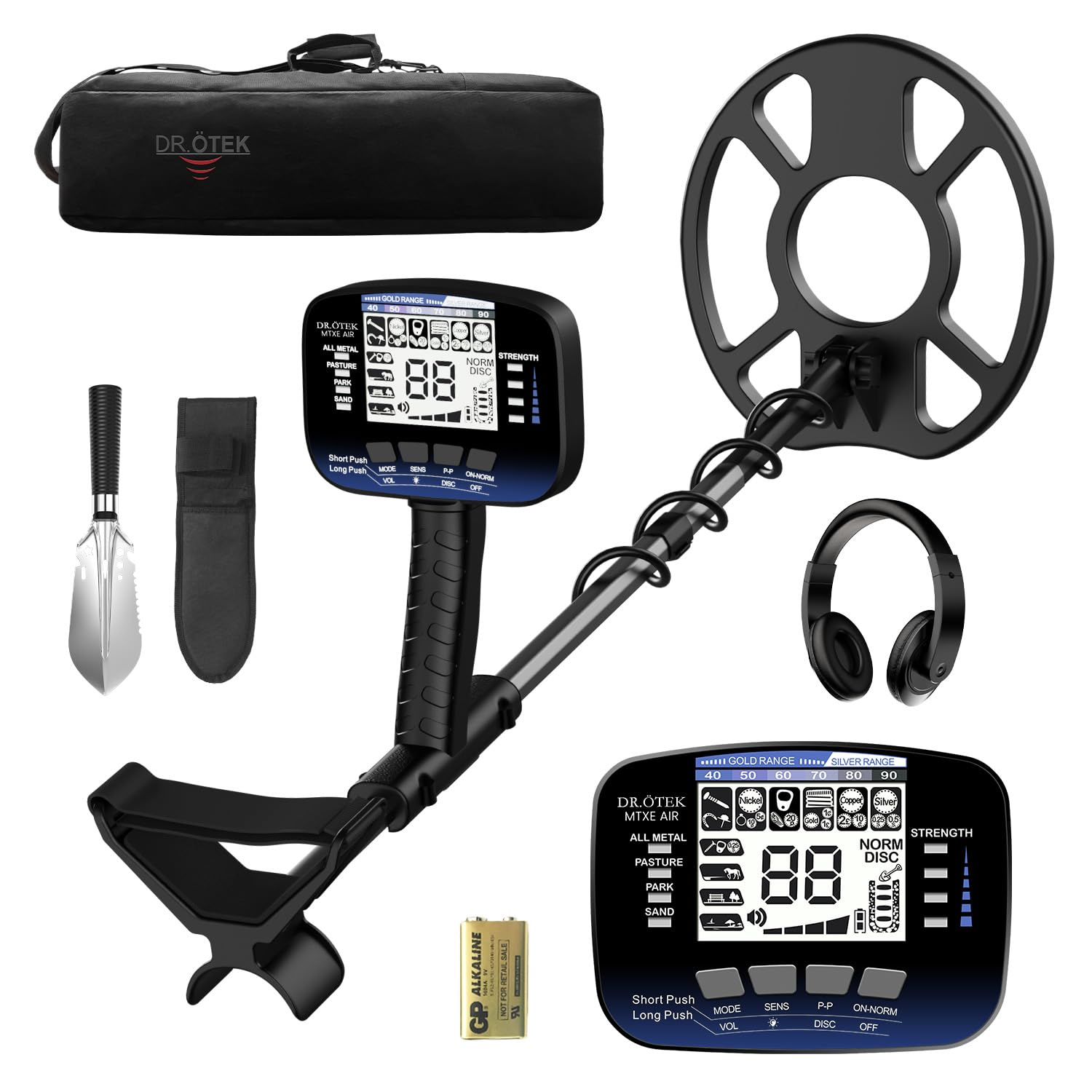 DR.ÖTEK Metal Detector Professionali per Adulti e Bambini, Impermeabile per Oro con Pinpoint e Terreno, Abbinamento Rapido, 6 Modalità, Alta Precisione, Leggero e Facile da Usare,Blu