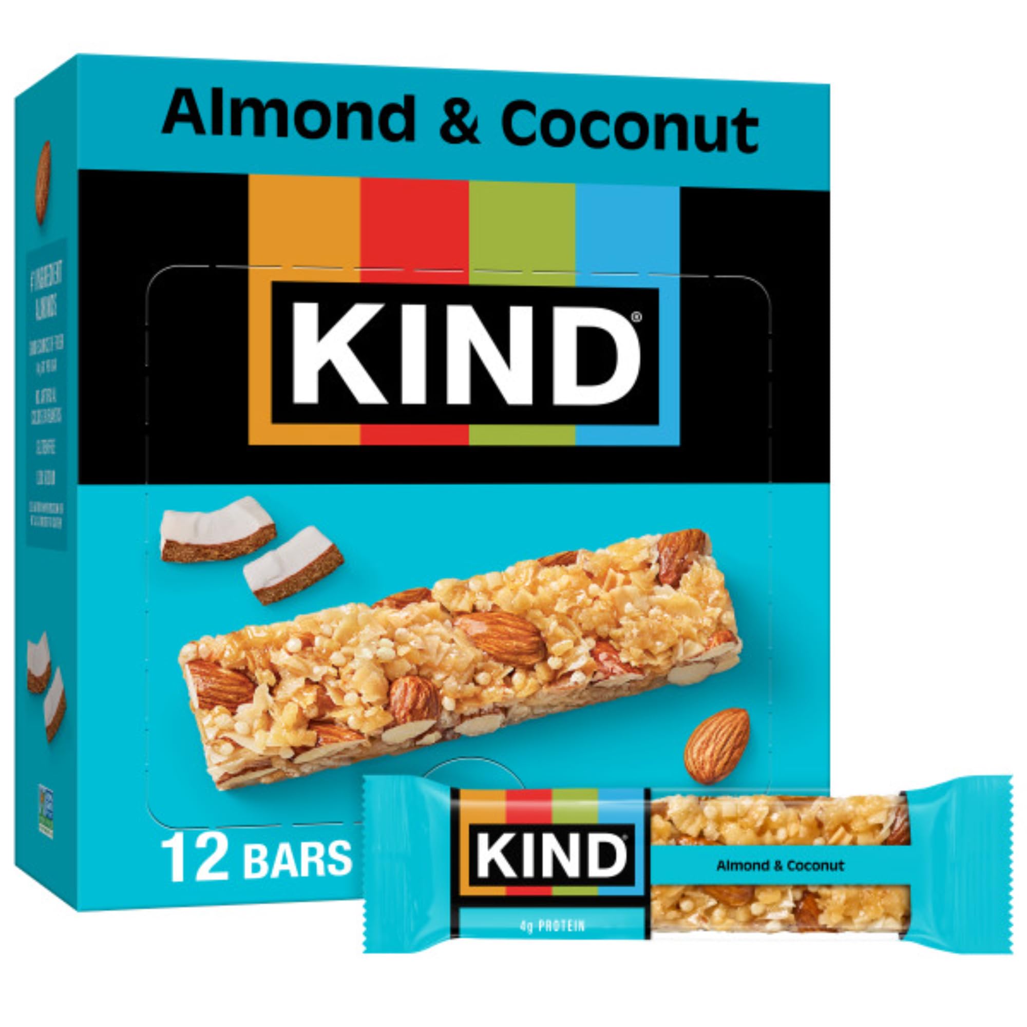 KINDNut Bars, Almond & Coconut, Healthy Snack Bars, Gluten Free, Low Sodium, 3g Protein, 12 Count