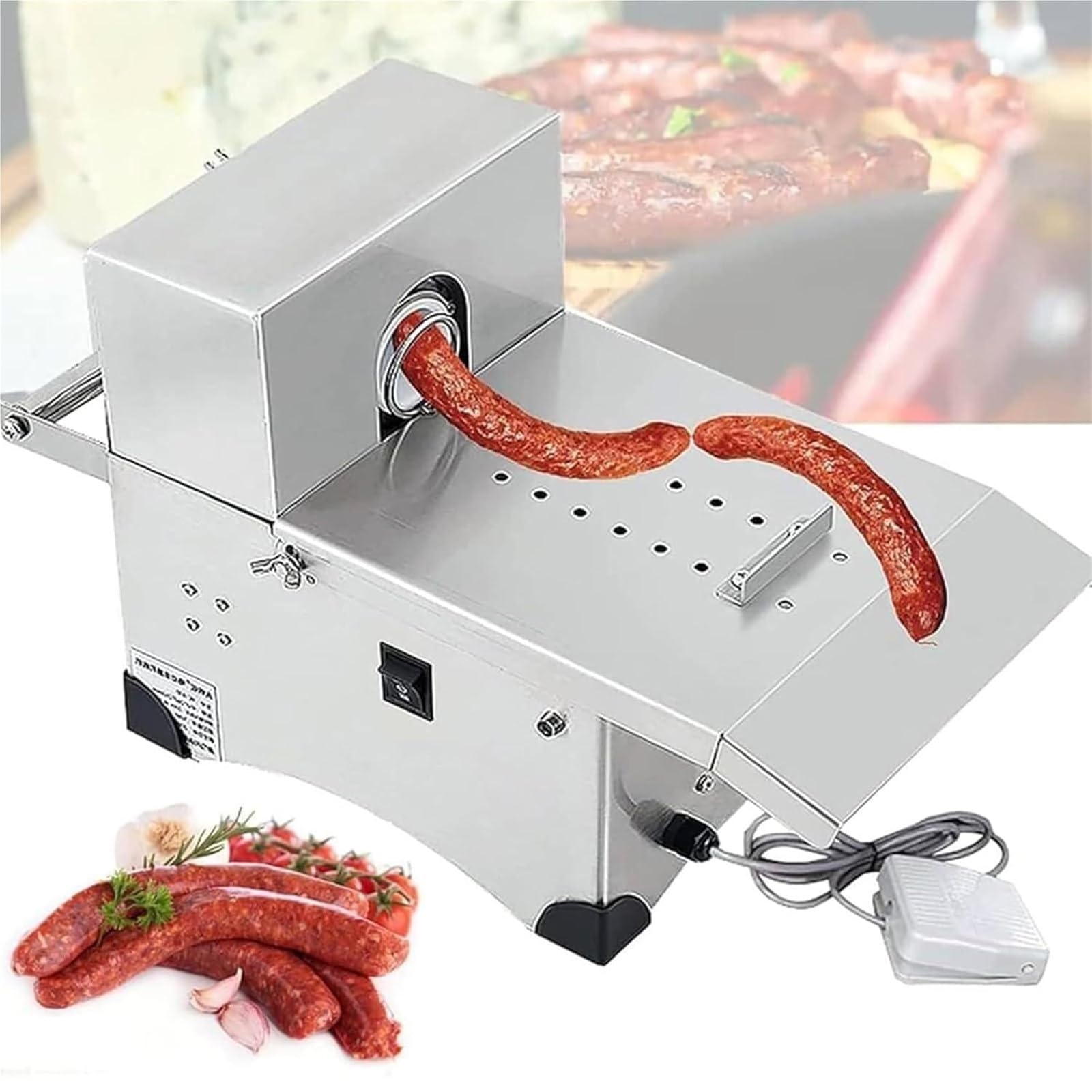 XNZJHPP Electric Sausage Linker & Knotter - Automatic Sausage Maker with Adjustable Tension, Foot Switch, Includes 2 Spools & Lubricant for Butchers & Supermarkets