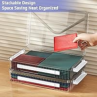 Vista 6 de Marte Vanci Plastic Storage Bin with Lid Portable Project Case with Handle Clear Storage Box File Document Protector Stackable Container for A4 Caja