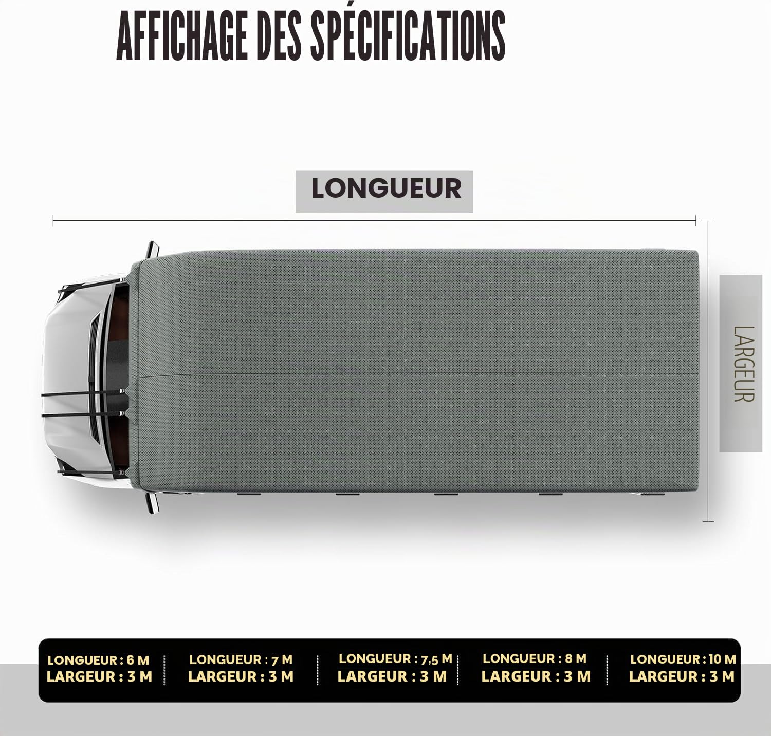 Bâche Camping-Car 7.5 x 3M | Haute qualité, Pour caravane, Protège de la poussière, Protège de l'humidité