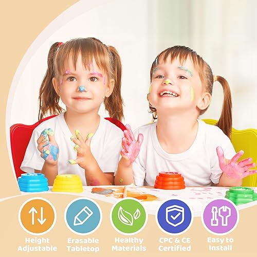 Miniatura 54 de FUNLIO Juego de mesa y 4 sillas para niños, juego de mesa y sillas para niños de 3 a 8 años, fácil de limpiar, mesa de artes y manualidades, para