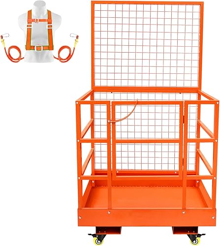 KftRocks Jaula de seguridad para carretillas elevadoras, cesta de carretilla elevadora de 36 x 36 pulgadas con capacidad de carga de 1500 libras,