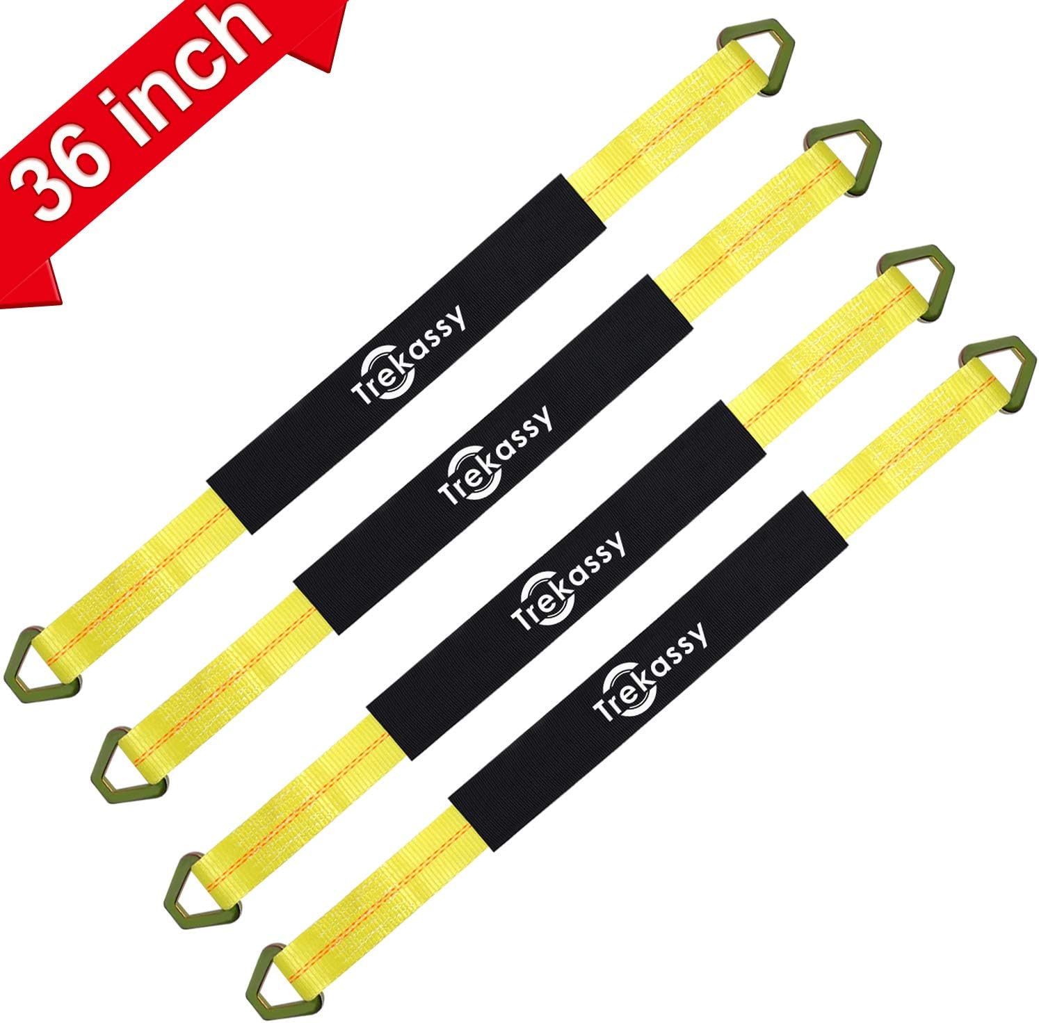 Trekassy 4 Pack 36"x 2"Axle Tie Down Straps with DRing and