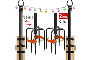 2-Pack 9.8 FT Steel String Light Poles for Outdoor Lighting and Decorations