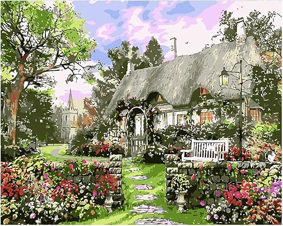 Amazon Jishshay 数字油絵 数字塗り絵 風景 数字キット塗り絵 手塗り デジタル油絵 Diy絵 手芸 キット ホーム オフィス装飾 子供 大人 初心者 芸術品 贈り物 50 X 40 Cm フレームレス ぬりえ おもちゃ