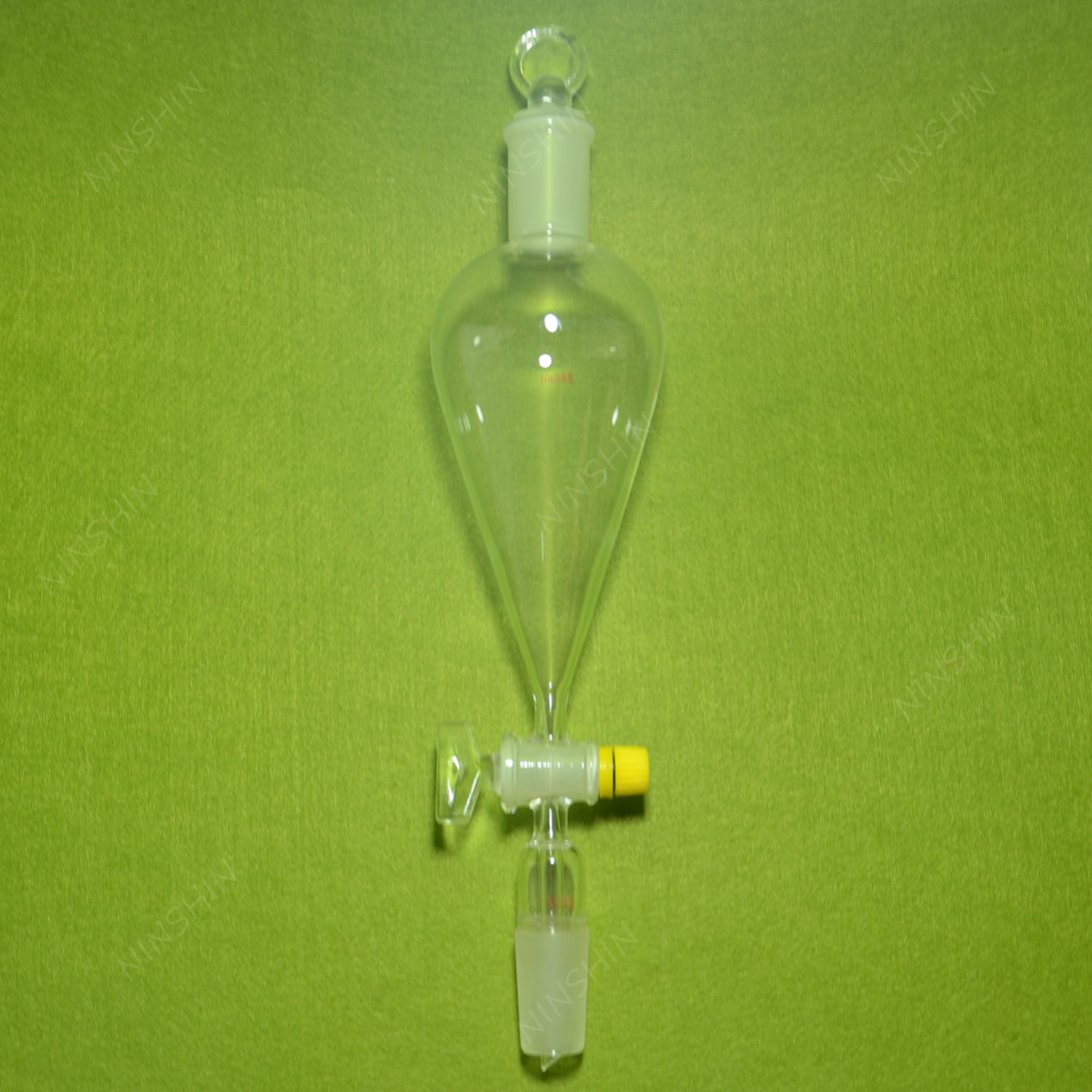 NANSHIN Glassware,Pyriform Separatory Funnel,24/40,250ML,Glass Stopcock with Screw,Pear Shape
