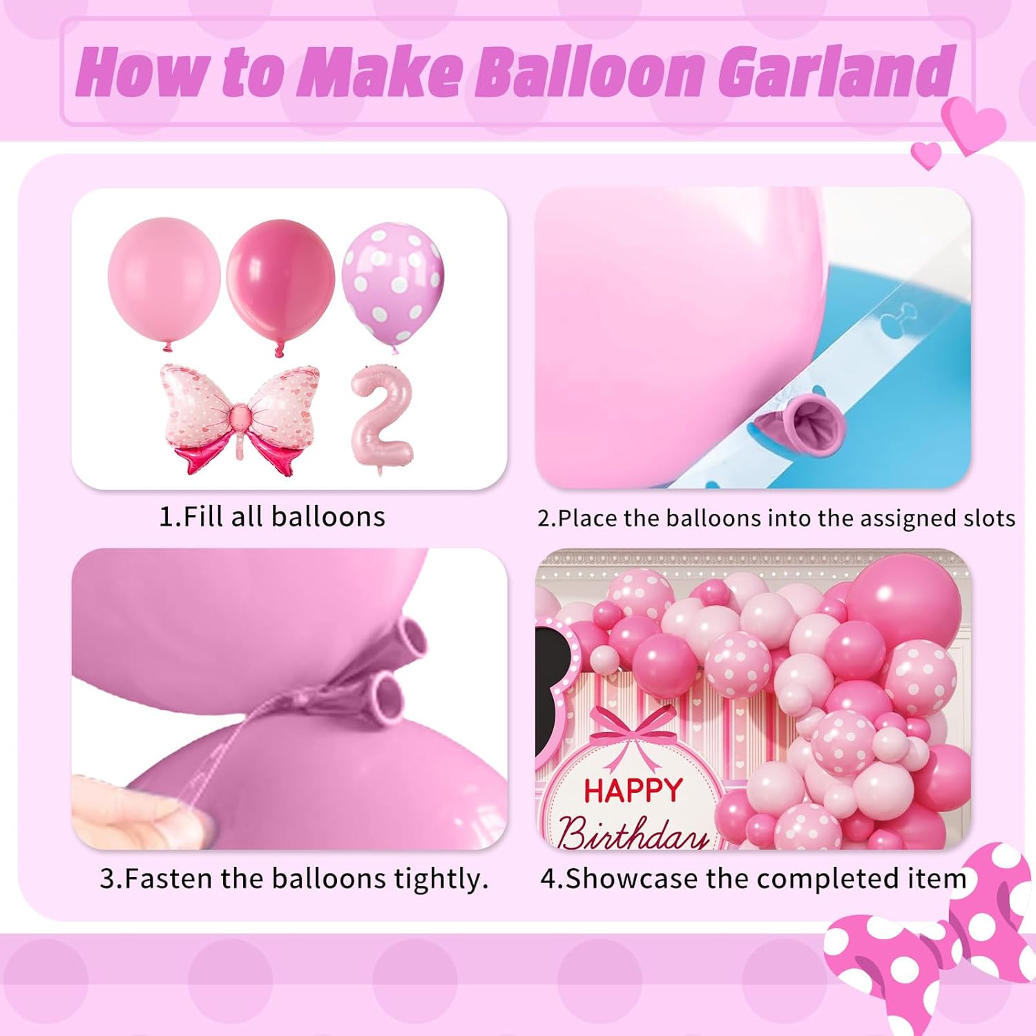 Light Pink Balloon Garland Arch Kit with Baby Pink 40 Inch Number 2 Balloon and Bow Foil Balloon, 2nd Birthday Decorations for Girl Princess 2 Year Old Birthday Party Baby Shower Anniversary Wedding - Image 3