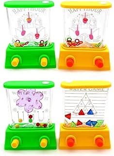 JZK 4x 80s 90s retro classic handheld game, ring toss water game with hoops, water hoopla games for kids adults, concentration game toy, Family party games idea gadget