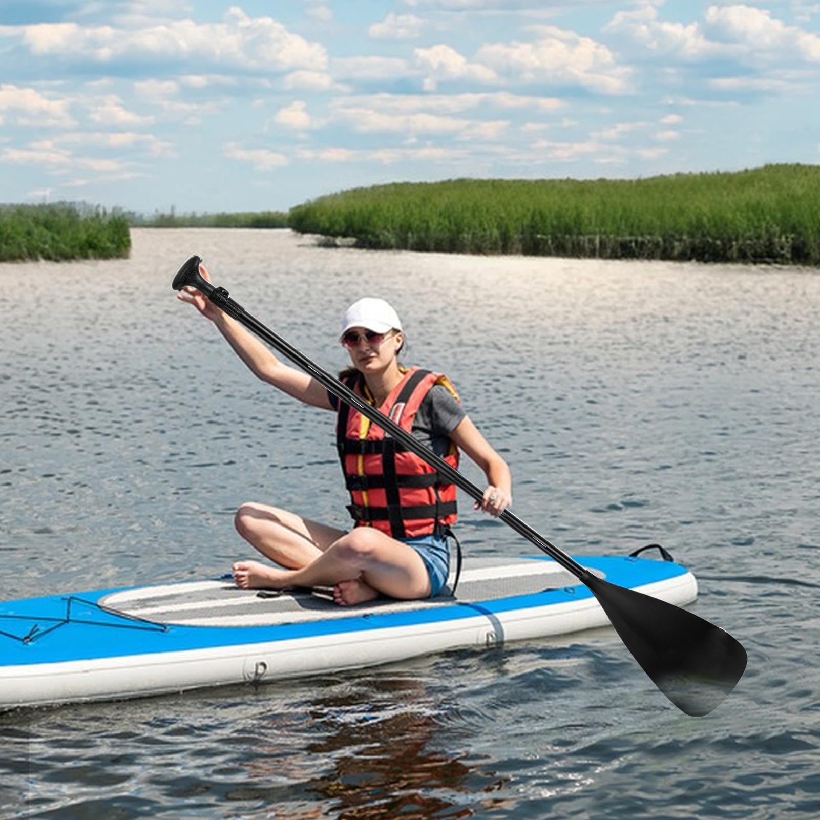 Paleta De Paddle Surf - Pala Telescópica Ergonómica,Herramienta de Remo Portátil y Accesorios para Canoa, Suministros Deportivos para Pesca Diaria, Surf, Actividades Marinas, Principiantes,
