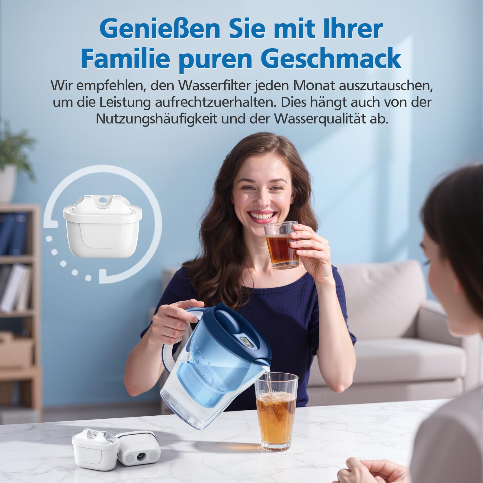 8 Pack Cartouche Filtre pour Brita, Compatible avec Brita maxtra Mava elemaris XL Carafe Filtrante, 3 étapes de filtration