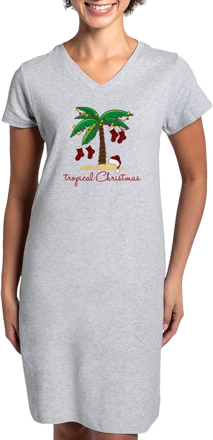 CafePress Tropical Christmas Women's Nightshirt, Soft Long Pajama Shirt, Cotton PJs/Pyjamas