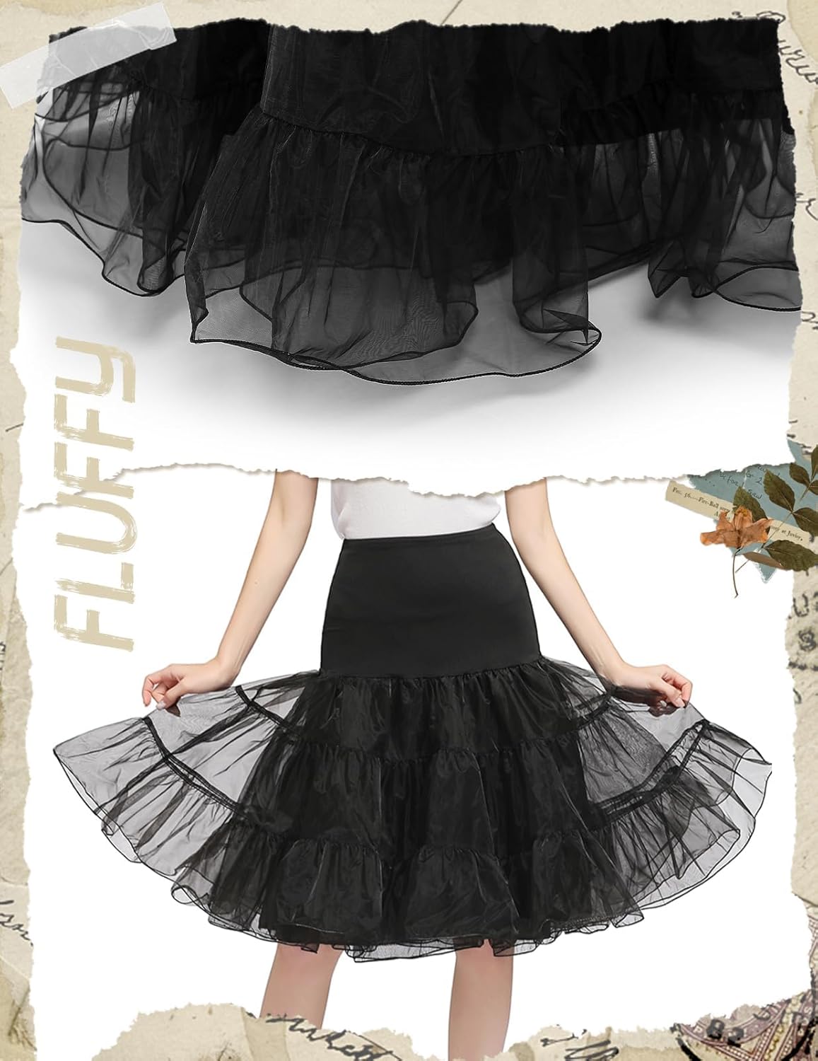DRESSTELLS 50s Petticoat Skirts Women Vintage Tulle Underskirt Retro Tutu Crinoline - Image 2