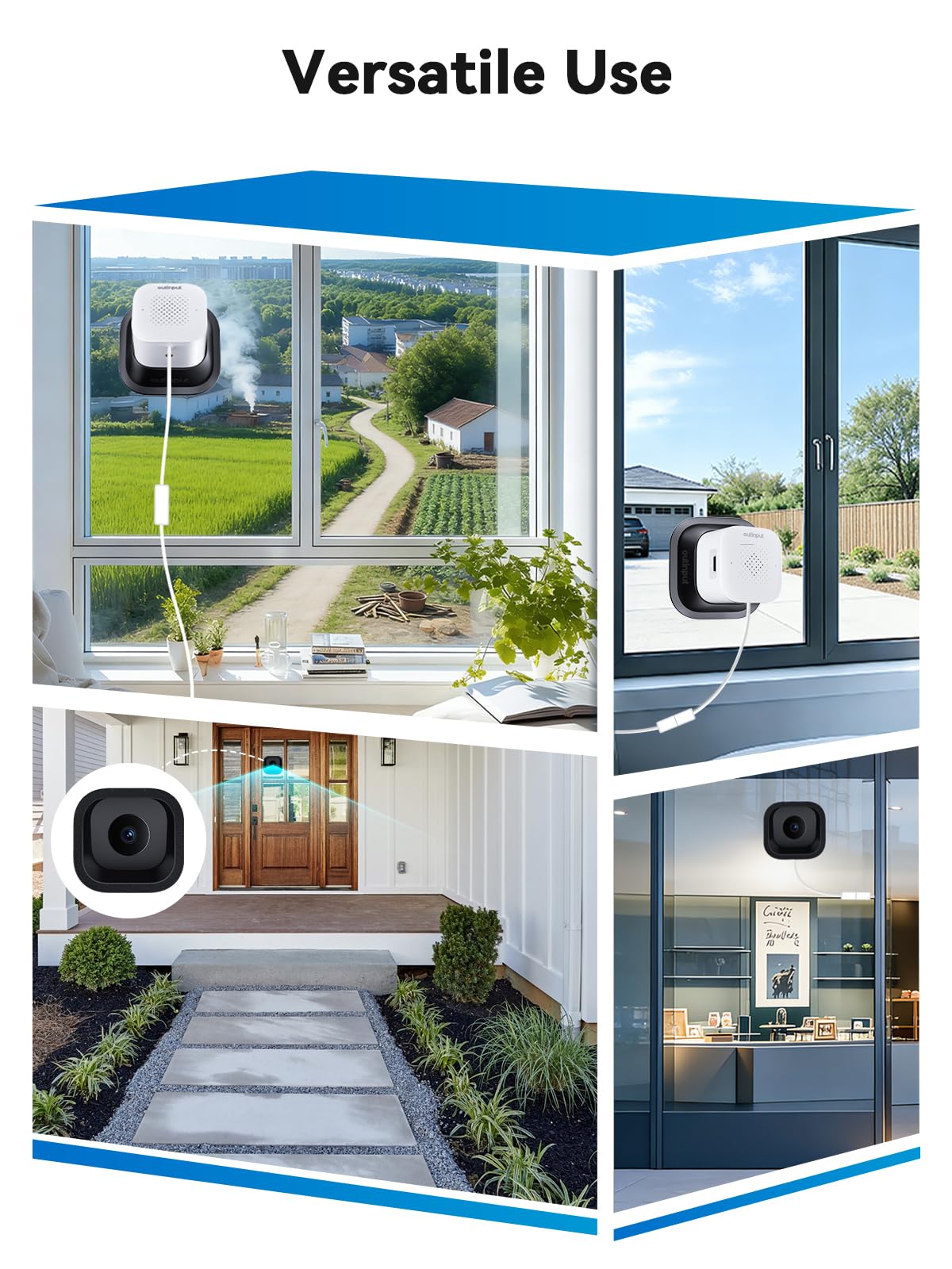Outinput Solo cámara de seguridad para ventana de cámara, dirección 18 grados hacia abajo, montaje adhesivo (negro)