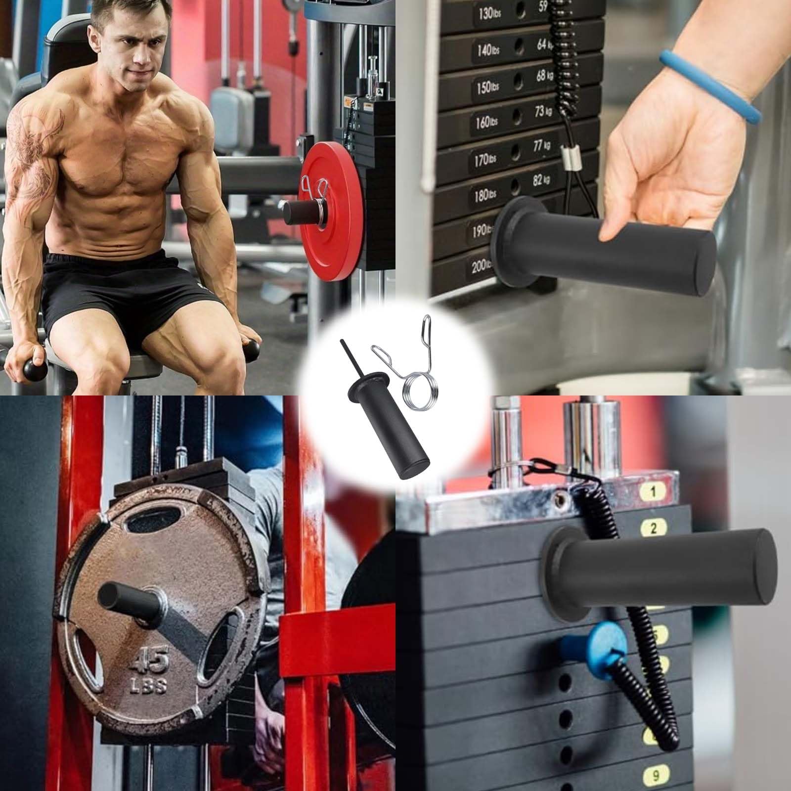 Perno per Pacco Pesi per Stazione di Allenamento, 10 * 100mm+Molla a 3 eliche, Palestra Pin per Peso, Perno di Caricamento Dischi,Perno per pila di Pesi da Palestra, Adatto per Palestra Domestica
