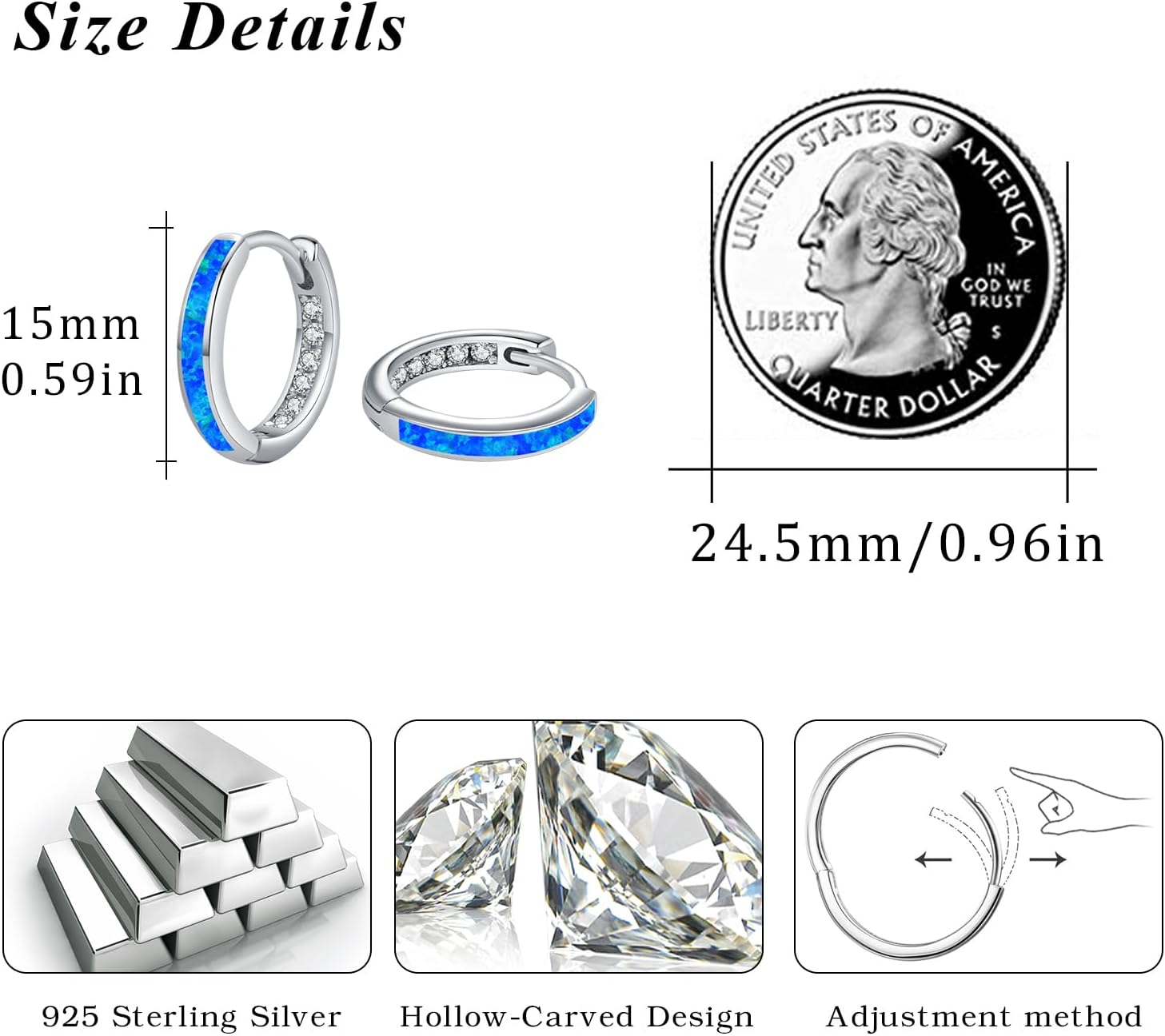 MEDWISE Hoop Earrings for Women 925 Sterling Silver Multi Colored Opal Hoop Earrings Huggie Hoop Earrings Hypoallergenic Earrings Christmas Jewelry Gift for Women Daughter Wife Mom Friends - Image 3