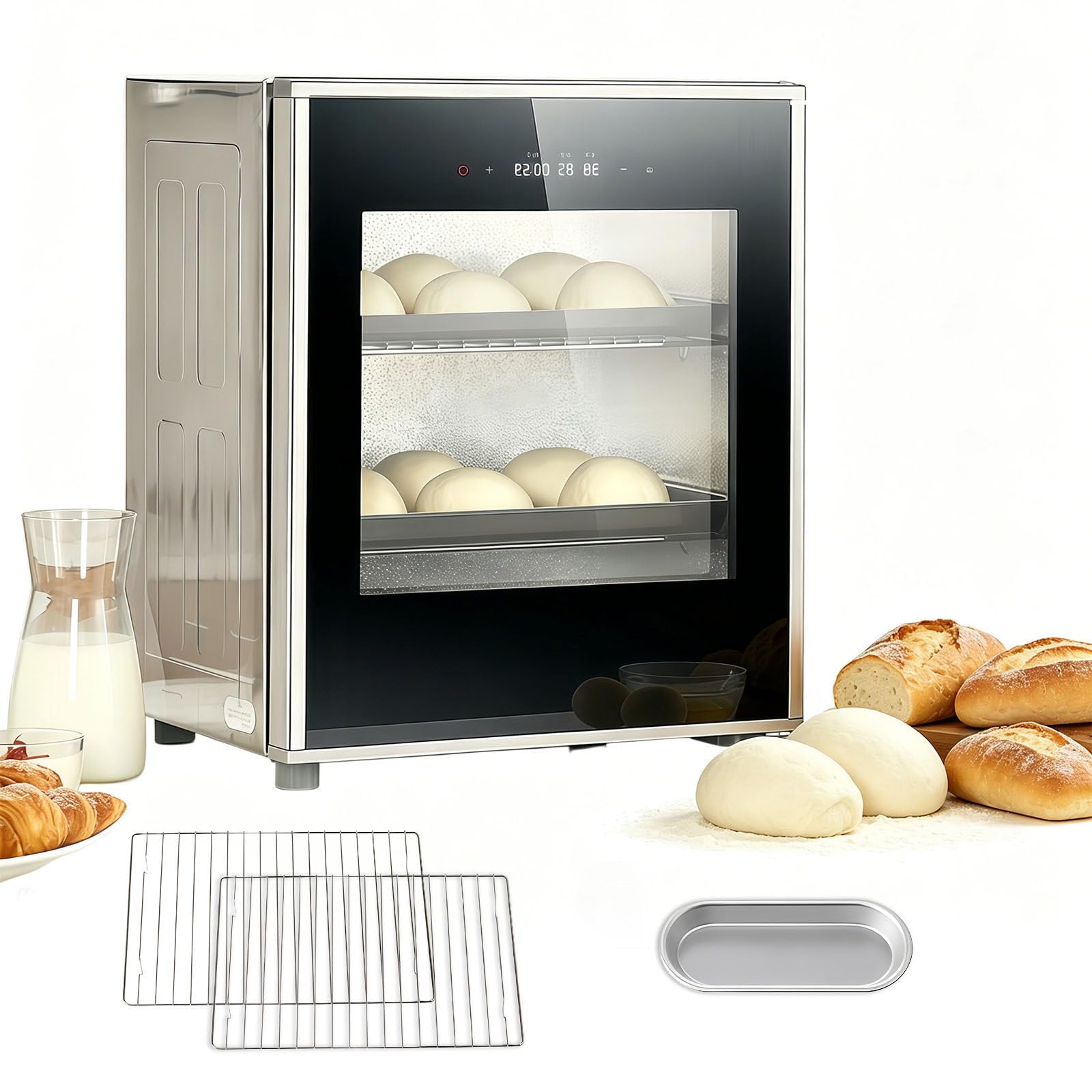 Glowdora Commercial Electric Dough Proofer 40l Capacity, Stainless Steel Bread Fermentation Cabinet With Adjustable Temp Humidity Control, Perfect For Bakery, Pizza Dough, Pastry Proofing