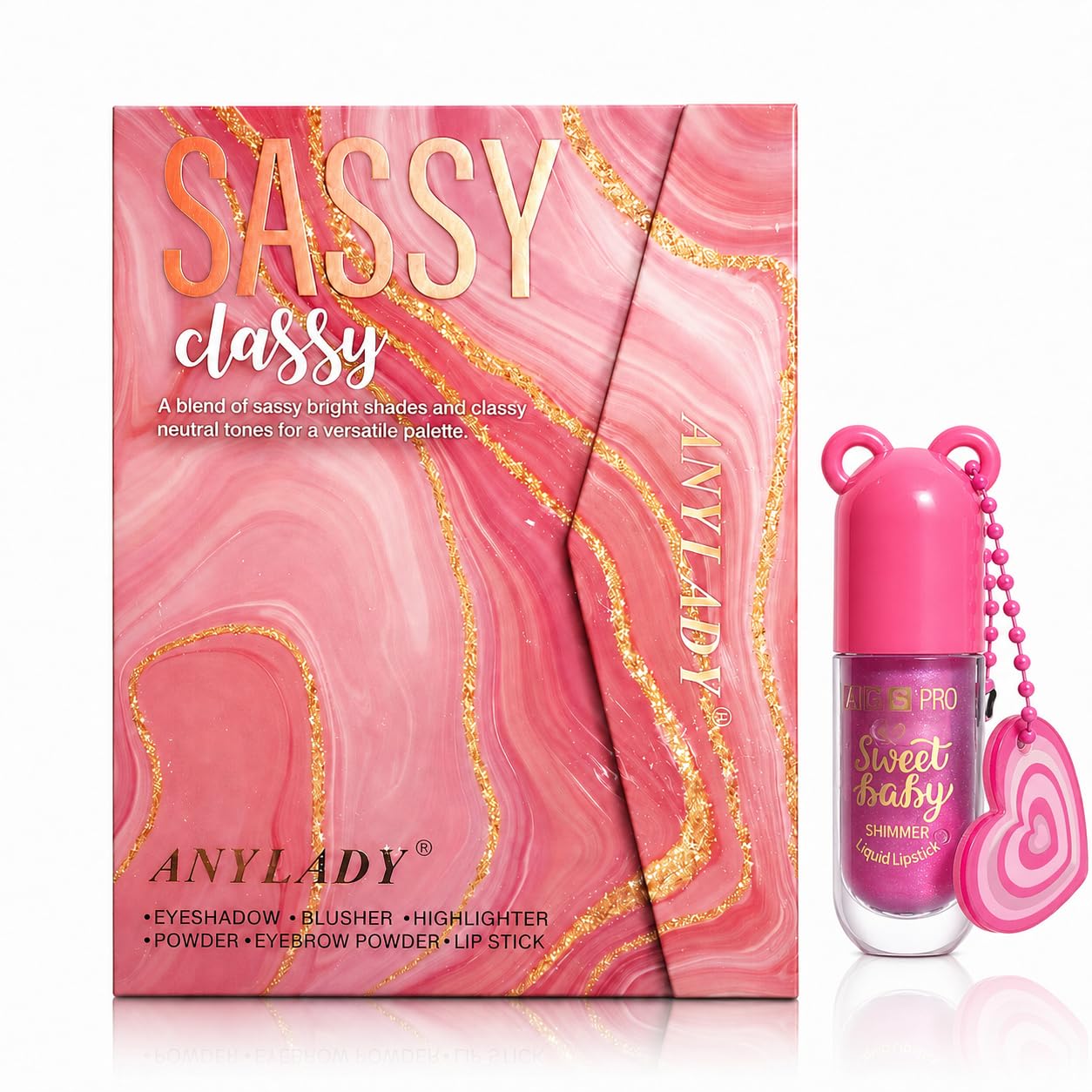 All in One Sassy Classy 3-in-1 Professional Makeup Palette with Lip Gloss – Eyeshadow, Blusher, Highlighter, Powder & Eyebrow Kit