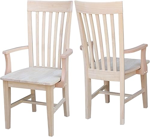 Miniatura 7 de IC International Concepts, Tall Mission Chair With Arms 40"H, Solid Parawood Dining Chairs, Box Seat Construction, Traditional Kitchen/Dining Room