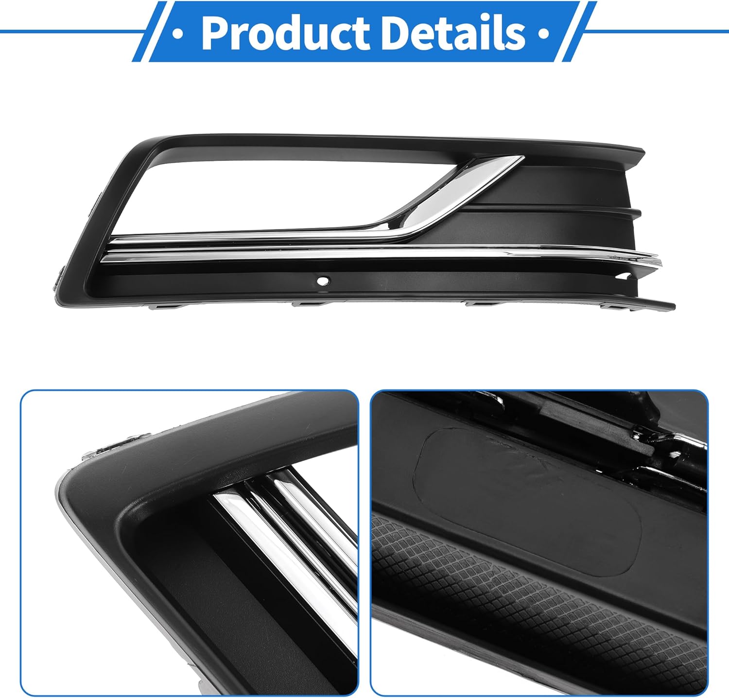 1 Pc Fog Light Grill for Volkswagen Passat 2016-2018 ABS Black,Silver Tone Front Right Front Lower Bumper Fog Light Cover Inserts - Image 4