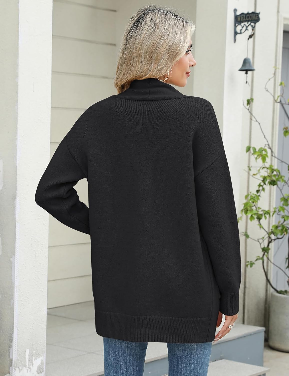 Micoson Women's Long Sleeve Open Front Knit Cardigan Sweaters 2025 Casual Loose Jacket Coat with Pockets - Image 6